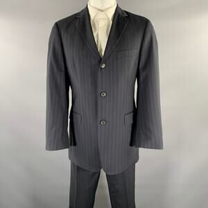 HUGO BOSS Size 38 Navy Pinstripe Wool Notch Lapel Suit